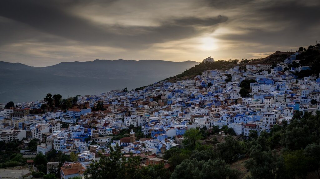sunset, city, nature